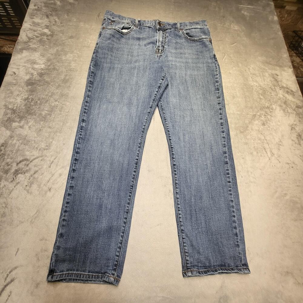 Lucky Brand 221 Straight Jeans Mens 37x29 Blue Medium Wash Denim Stretch